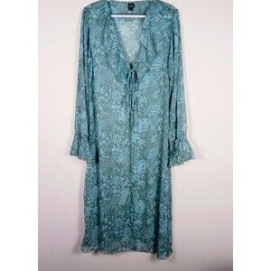 Wild Fable Sheer Ruffle Long Duster Cover-up Women's M Floral